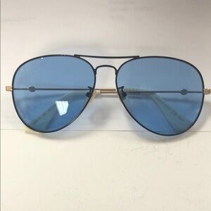 Gucci Gold and Blue Aviator Sunglasses